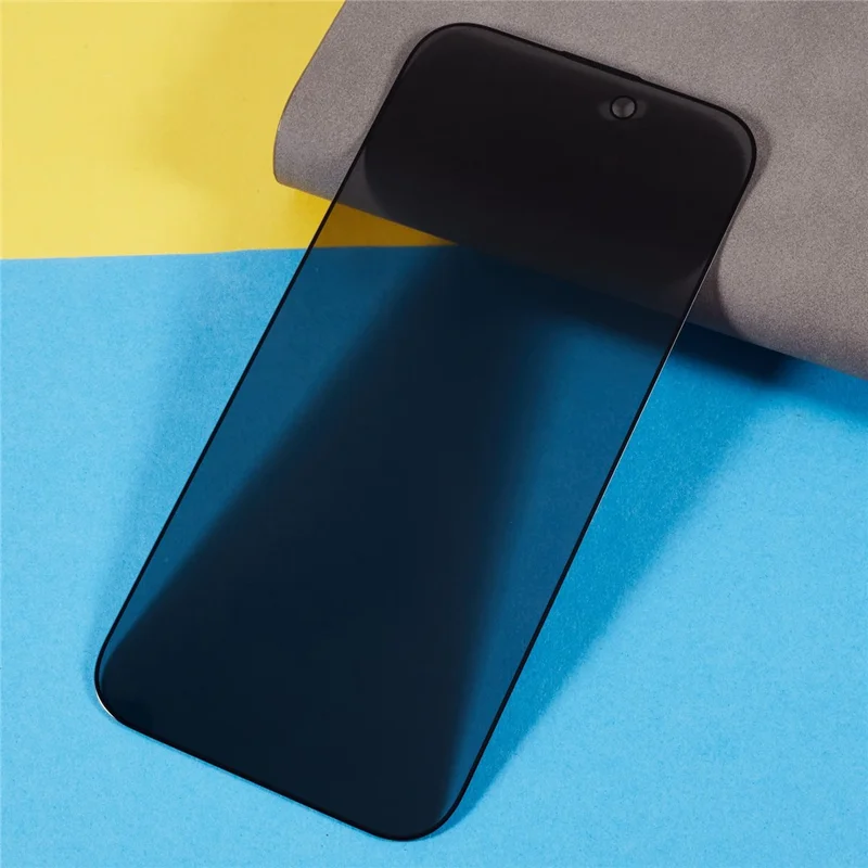 For iPhone 15 Plus Silk Printing 180 Degree Anti-Spy Tempered Glass Full Screen Protector Film