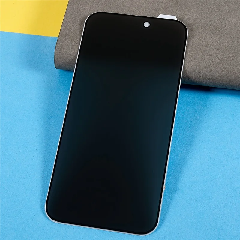 For iPhone 15 Plus Silk Printing 180 Degree Anti-Spy Tempered Glass Full Screen Protector Film