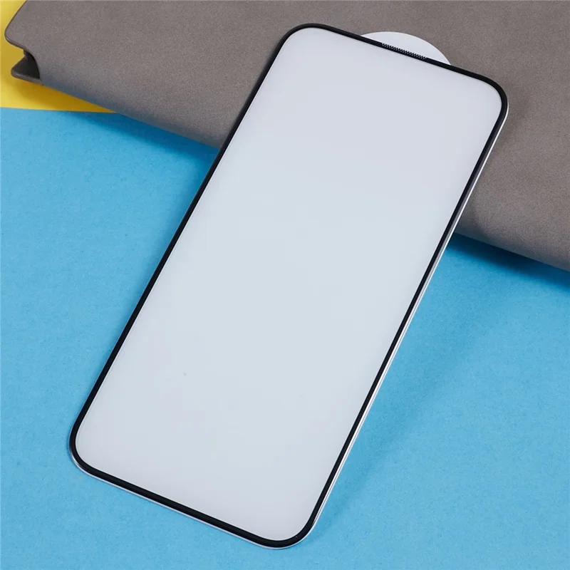 PDGD For iPhone 15 Plus Anti-Fingerprint High Aluminum-silicon Glass Film 3D Arc Edge Cold Carving Screen Protector with Dust-Proof Net