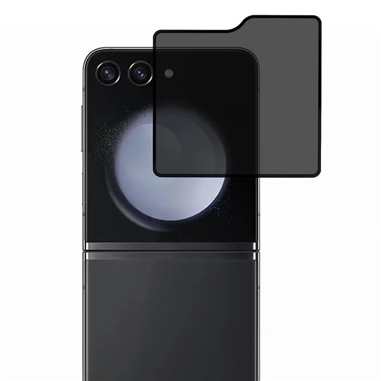 For Samsung Galaxy Z Flip5 5G Anti-spy Back Screen Protector Scratch Proof Tempered Glass Film - with Silk Printing Edge