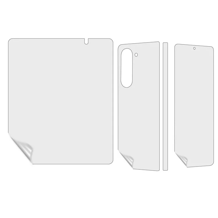 1 Conjunto de la Película de Hidrogel Tpu + Pet Para Samsung Galaxy Z Fold5 5g, Cubierta Completa Dentro + Delantera + Posterior + Protector Mate Lateral