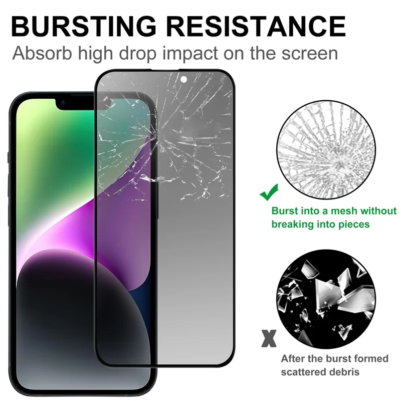 Protector de pantalla antiespia de protección de privacidad para iPhone 15, película de vidrio templado de borde con arco de 2.5D