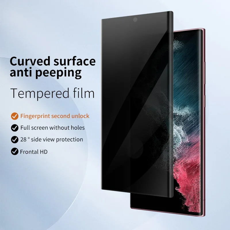 Anti-Spy Tempered Glass Screen Protector for Samsung Galaxy S23 Ultra Anti-Scratch Curved Side Glue Full Screen Film