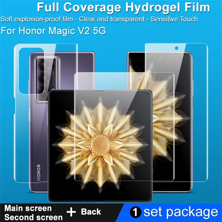 Imak Hydrogel III Per Honor Magic V2 5G TPU Film Set ad Alta Chiarezza Esterno + Schiena + Protezione Dello Schermo Interno