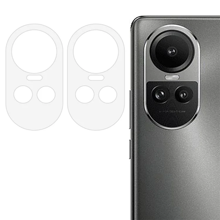 2Peças Para Oppo Reno10 Pro 5G (Global) / Reno10 5G (Global) Protetor de Lente de Câmera de Borda Curva 3D Antipoeira Película de Vidro Temperado Traseira