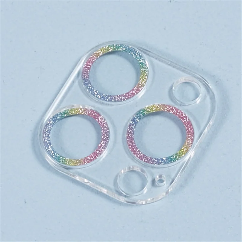 2 pièces pour iPhone 15 Pro / 15 Pro Max Glitter Camera Lens Protector 3D Tempered Glass Integrated Lens Film - Multicolore