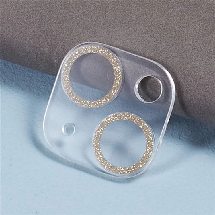 2PCS for iPhone 15 / 15 Plus 3D Integrated Camera Lens Protector Glitter Ring Tempered Glass Anti-Scratch Lens Film - Gold