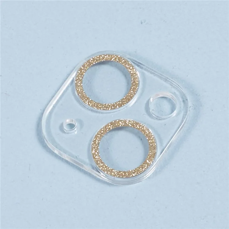 2PCS for iPhone 15 / 15 Plus 3D Integrated Camera Lens Protector Glitter Ring Tempered Glass Anti-Scratch Lens Film - Gold
