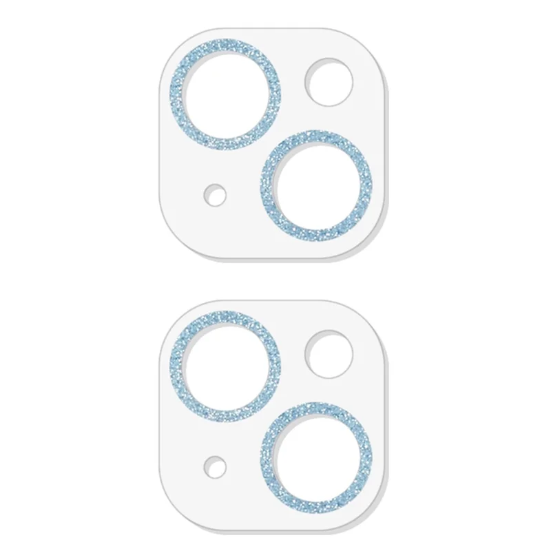 2PCS for iPhone 15 / 15 Plus 3D Integrated Camera Lens Protector Glitter Ring Tempered Glass Anti-Scratch Lens Film - Blue