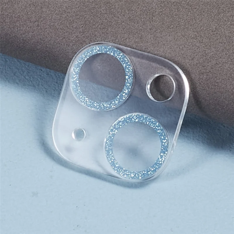 2PCS for iPhone 15 / 15 Plus 3D Integrated Camera Lens Protector Glitter Ring Tempered Glass Anti-Scratch Lens Film - Blue