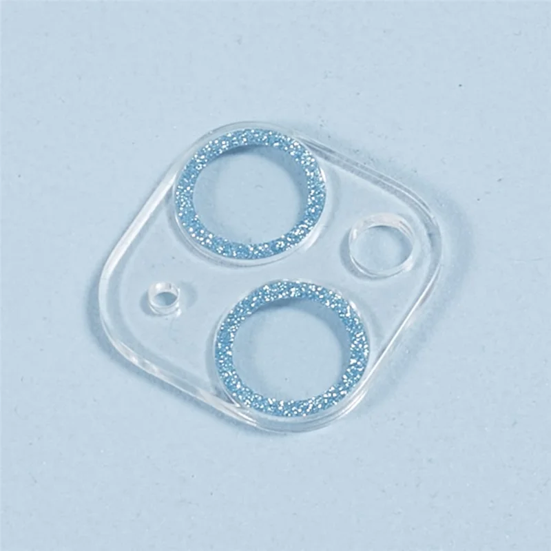 2PCS for iPhone 15 / 15 Plus 3D Integrated Camera Lens Protector Glitter Ring Tempered Glass Anti-Scratch Lens Film - Blue
