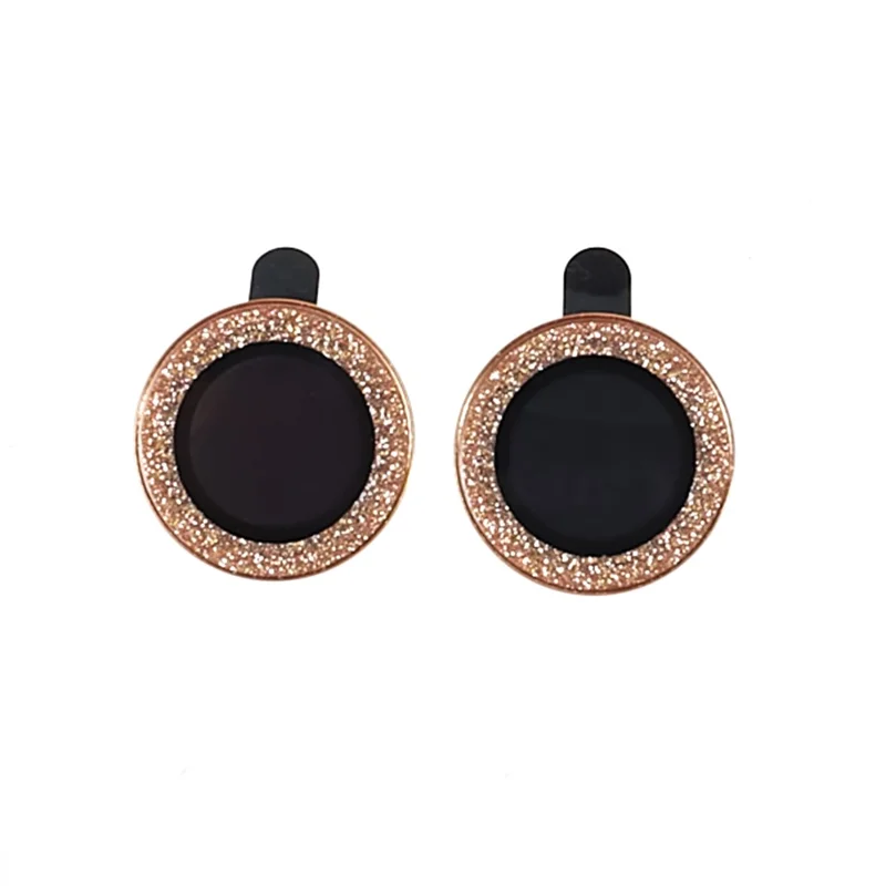 For iPhone 15  / 15 Plus Camera Lens Protector Set Bling Glitter Metal Ring Tempered Glass Lens Film - Gold