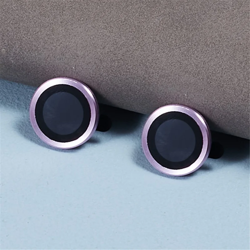 For iPhone 15 / 15 Plus Camera Lens Protector Set Electroplating Ring HD Tempered Glass Lens Film - Purple