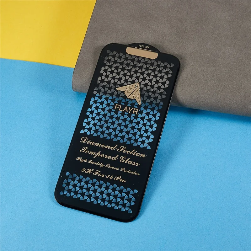 For iPhone 15 Pro Tempered Glass Film Silk Printing Diamond Cut Edge Anti-Scratch Full Screen Protector