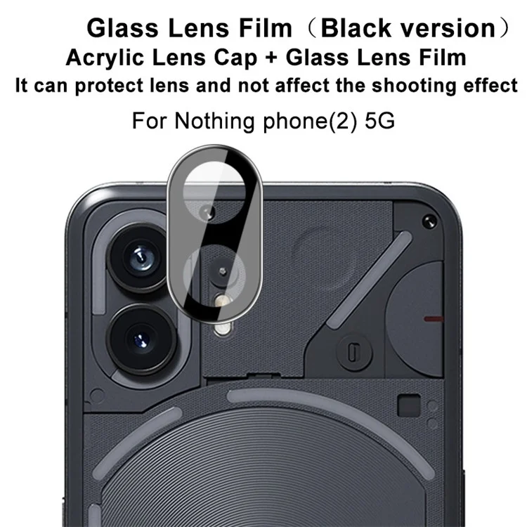 IMAK For Nothing Phone (2) Camera Lens Protector Tempered Glass Rear Lens Film+Acrylic Lens Cap (Black Version)