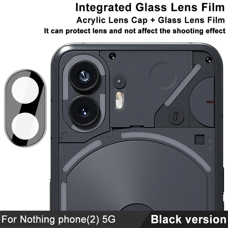 IMAK For Nothing Phone (2) Camera Lens Protector Tempered Glass Rear Lens Film+Acrylic Lens Cap (Black Version)