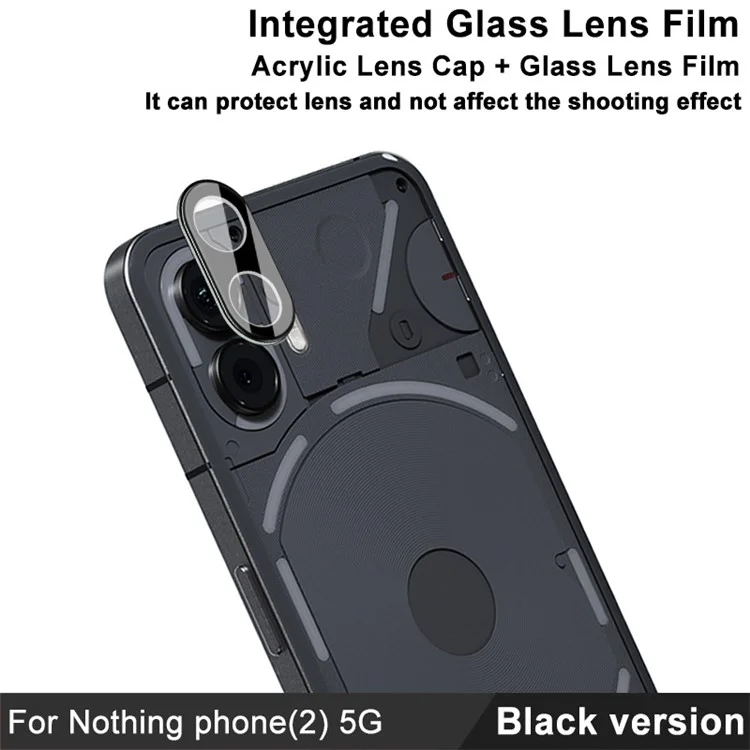 IMAK For Nothing Phone (2) Camera Lens Protector Tempered Glass Rear Lens Film+Acrylic Lens Cap (Black Version)