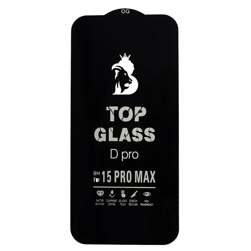 D Pro For iPhone 15 Pro Max Full Coverage Screen Protector Silk Printing Full Glue Tempered Glass HD Clear Film