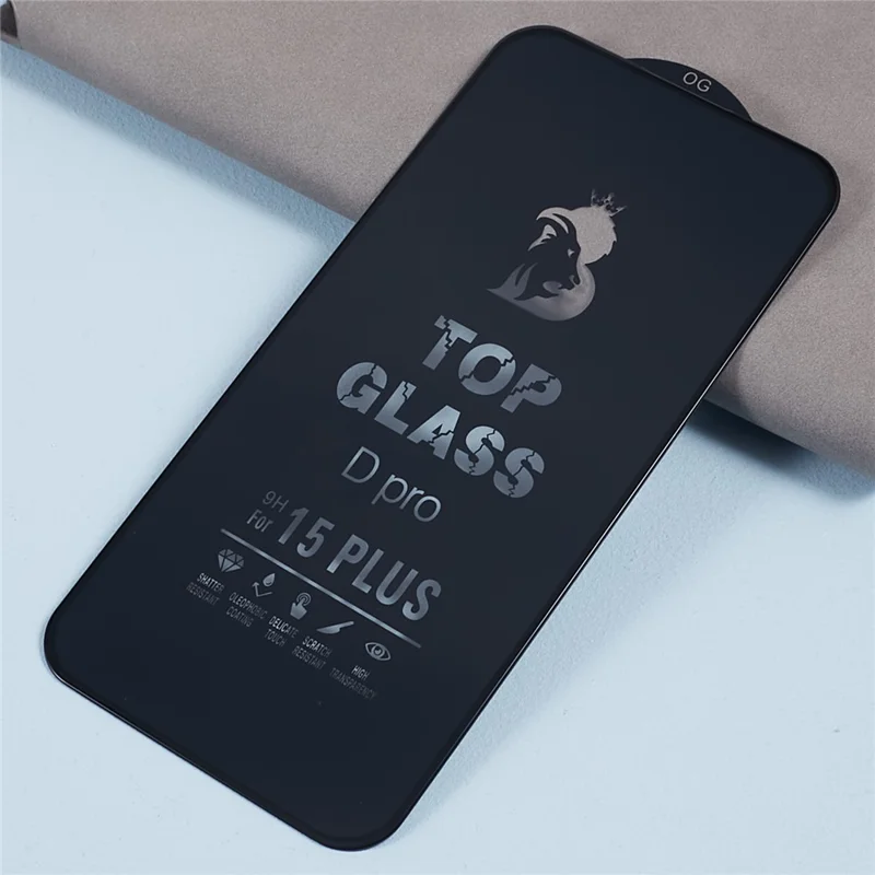 D Pro 9H Hardness Screen Protector per iPhone 15 Plus, Vetro Temperato Copertura Totale Stampa Seta Film Trasparente