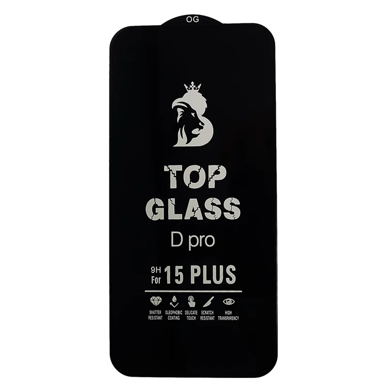 D Pro 9H Hardness Screen Protector per iPhone 15 Plus, Vetro Temperato Copertura Totale Stampa Seta Film Trasparente