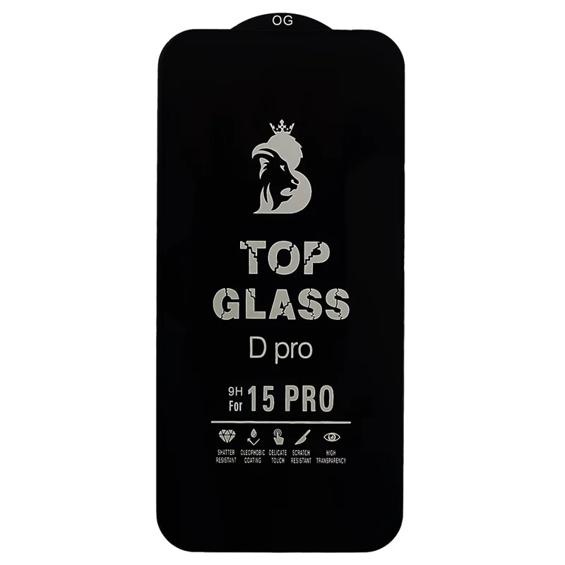 D Pro Silk Printing Tempered Glass Film for iPhone 15 Pro , High Clarify Anti-Scratch Screen Protector