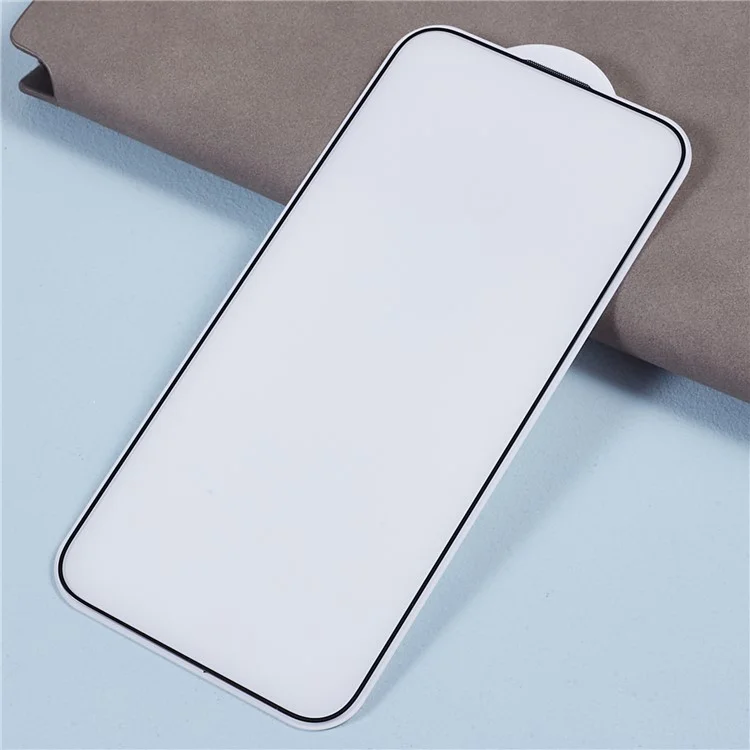 Pour iPhone 15 Pro Max Écran Protecteur d'Écran à Impression Soie Plein Couvercle Colle Épaisse Film en Verre Haut Aluminum-Silicium avec Filet Anti-Poussière