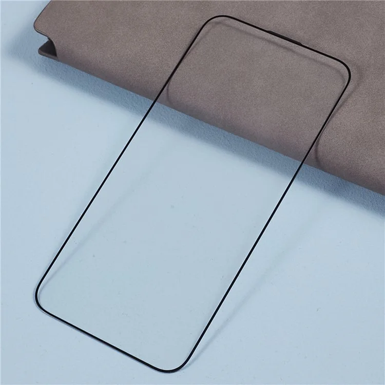 Pour iPhone 15 Pro Max Écran Protecteur d'Écran à Impression Soie Plein Couvercle Colle Épaisse Film en Verre Haut Aluminum-Silicium avec Filet Anti-Poussière