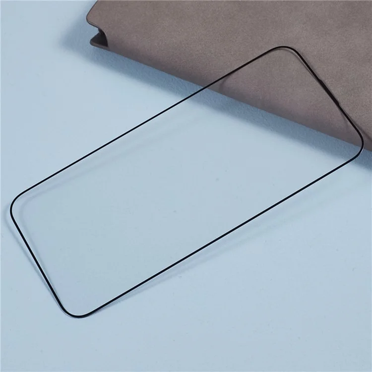 Pour iPhone 15 Pro Max Écran Protecteur d'Écran à Impression Soie Plein Couvercle Colle Épaisse Film en Verre Haut Aluminum-Silicium avec Filet Anti-Poussière