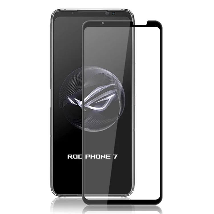 AMORUS Pellicola Protettiva per Asus ROG Phone 7 5G, Copertura in Seta Stampa Completa Colla Vetro Temperato Film di Guardia - Nero
