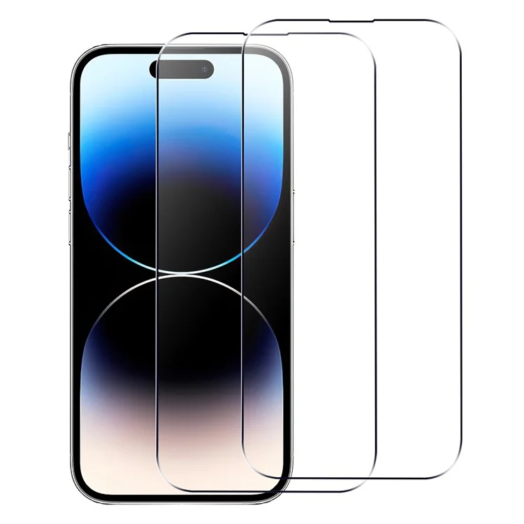 2 Peças de Protetor de Tela de Telefone para iPhone 15 Pro Max, Película de Vidro Temperado de Borda Arc Anti-explosão de 2,5D
