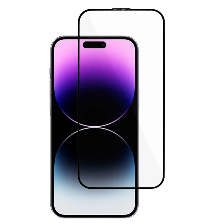 Para iPhone 15 Pro 9D Full Glue Anti-scratch Screen Protector Full Coverage Silk Print Tempered Glass Film