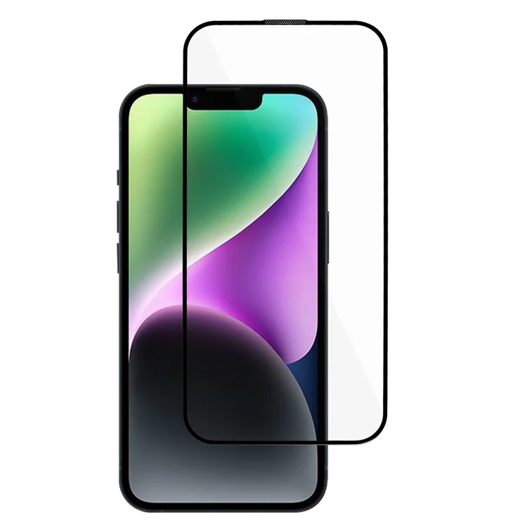 Per iPhone 15 Plus Silk Print Full Coverage Tempered Glass Film Full Glue 9D Anti-scratch Screen Protector
