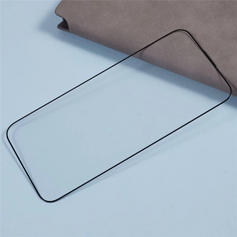 Full Glue Film for iPhone 15 Pro , Anti-fingerprint Tempered Glass Silk Printing Full Cover Screen Protector with Dust-proof Net