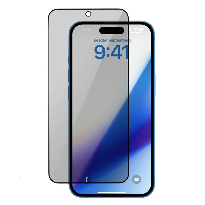 For iPhone 15 Plus 360 Degrees Anti-spy Film Full Glue Anti-scratch Tempered Glass Full Screen Protector