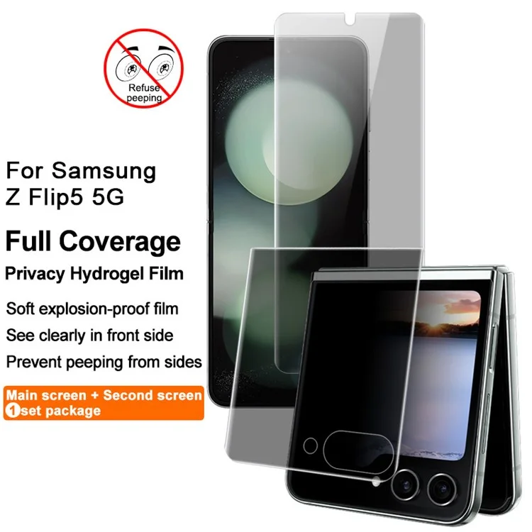 Película de hidrogel antiesía IMAK III para Samsung Galaxy Z Flip5 5G Protector de pantalla frontal + posterior Pequeña pantalla Protector de película TPU
