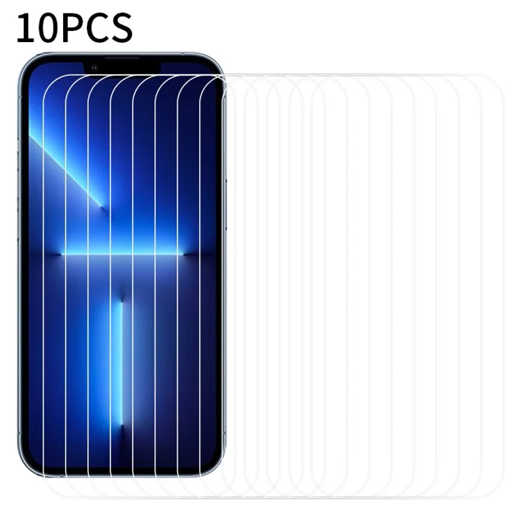 RURIHAI 10Pcs 0.18mm Protecteur d'écran de téléphone pour iPhone 15, Bord incurvé 2,5D Colle complète Pellicule en verre haute teneur en aluminium-silicium