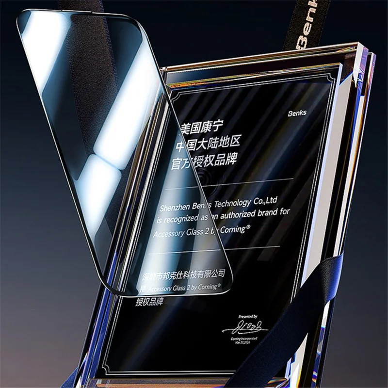 BENKS 0.4mm Thin Crystal-Clear Corning Gorilla Glass Screen Flim for iPhone 15 Anti-Explosion Full Glue Screen Protector
