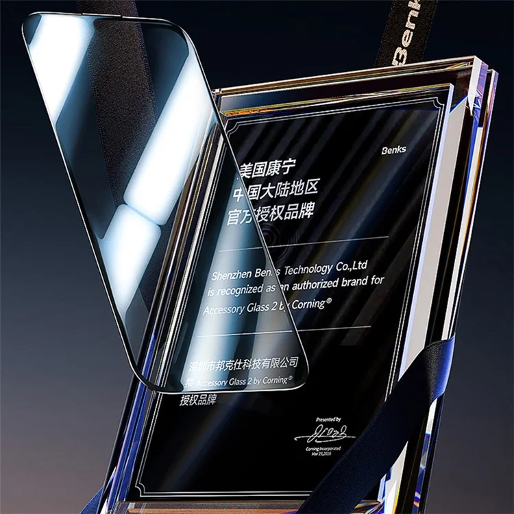 Protector de pantalla de cristal claro BENKS para iPhone 15 Pro Max, resistente a los arañazos, alta dureza, película de vidrio Gorilla Corning