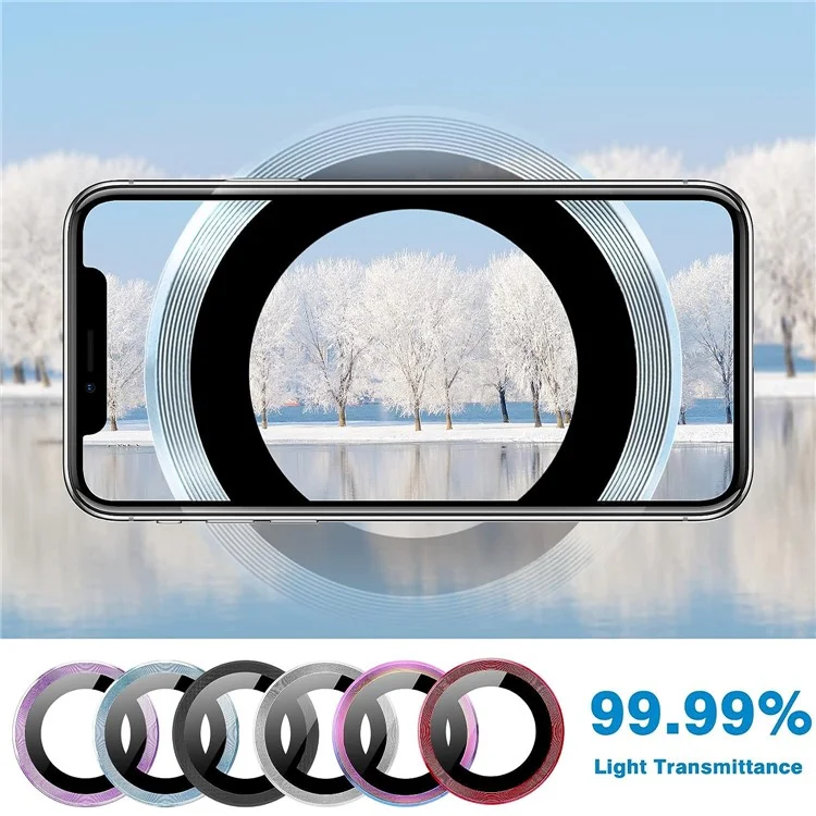 Para Iphone 14 / 14 Plus 1 Cámara de la Cámara Película de Vidrio Templado CD Vena de Metal Anillo de Metal Protector de Lente Trasera - Azul
