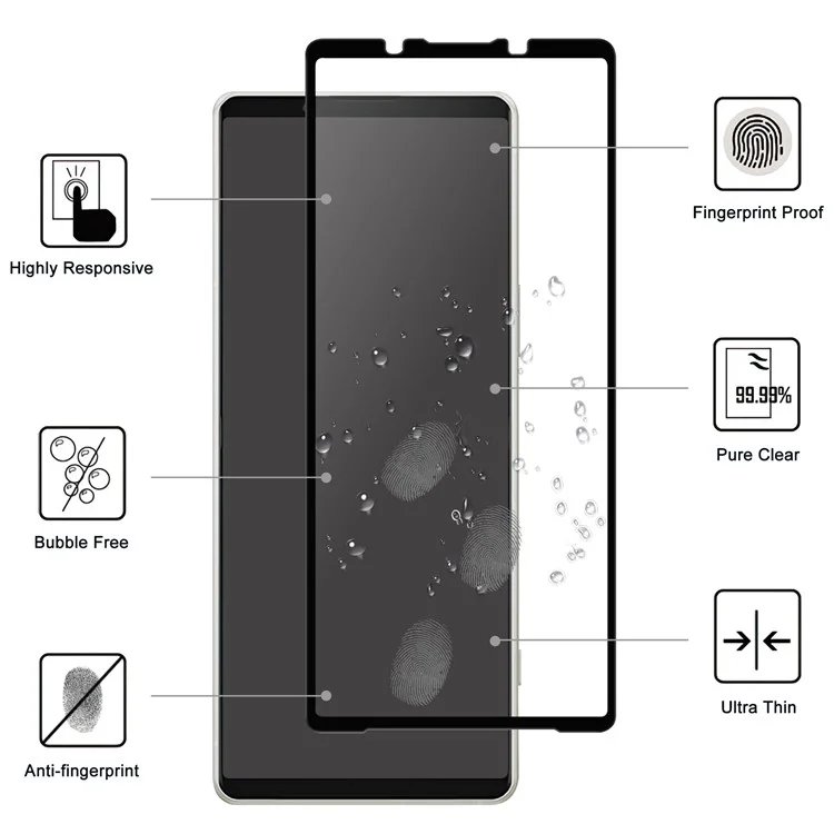 For Sony Xperia 5 V Black Edge Full Glue AGC Glass Screen Covering Film Clear Cell Phone Screen Protector