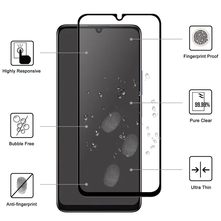 Für TCL 40 SE Handy Bildschirmschutz Schwarzer Rand Kompletter Kleber Klarer AGC-Glas Bildschirmüberzug