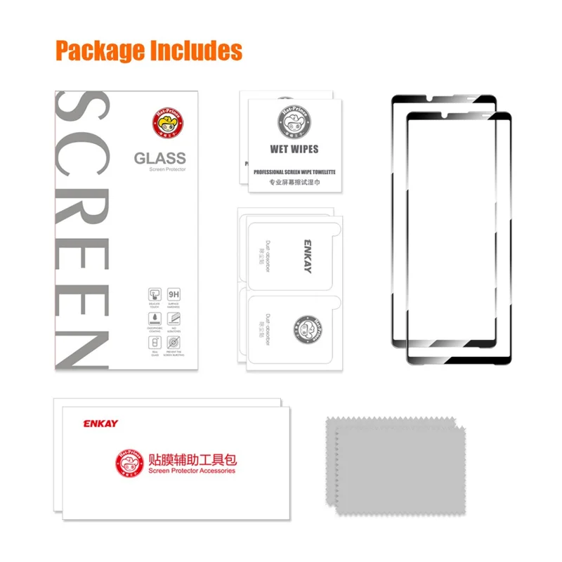 ENKAY HAT PRINCE 2Pcs 0.26mm Screen Protector for Sony Xperia 10 V Silk Print 2.5D High Aluminium-silicon Glass Film