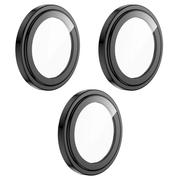 MOMAX For iPhone 15 Pro / 15 Pro Max 1 Set Camera Lens Film Aluminum Alloy+Tempered Glass HD Lens Protector - Black