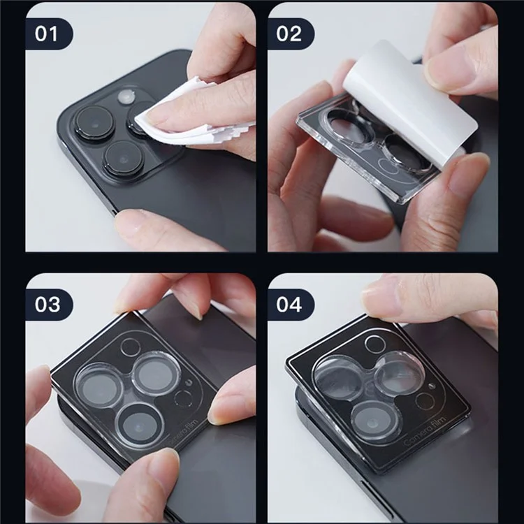 MOMAX For iPhone 15 Pro / 15 Pro Max 1 Set Camera Lens Film Aluminum Alloy+Tempered Glass HD Lens Protector - Black