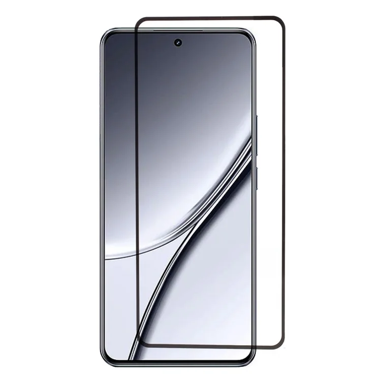 Para Realme GT5 5G Silk Printing Complete Cover Screen Protector Full Glue Black Edge Tempered Glass Film