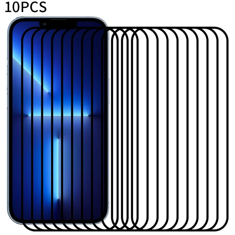 RURIHAI 10Pcs Screen Protector for iPhone 15 Pro Max , Secondary Hardening 2.5D 0.26mm High Aluminum-silicon Glass Film