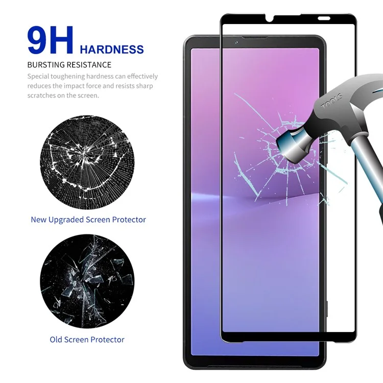 ENKAY HAT PRINCE 10Pcs 0.26mm Screen Protector for Sony Xperia 10 V , 9H 2.5D Silk Printing High Aluminium-silicon Glass Film