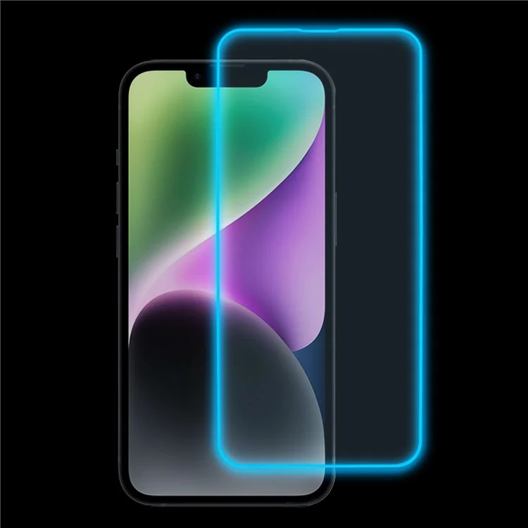 Screen Protector For iPhone 14 Luminous Edge Medium Alumina Tempered Glass Film - Blue