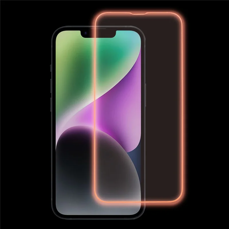 Screen Protector For iPhone 14 Luminous Edge Medium Alumina Tempered Glass Film - Red