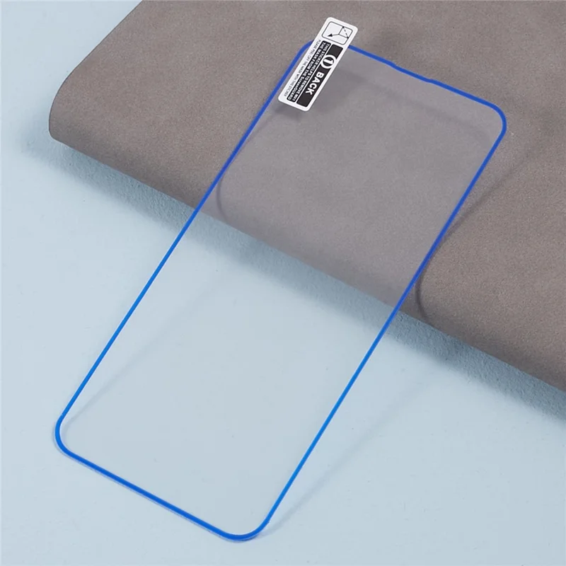 For iPhone 13 Medium Alumina Tempered Glass Film Luminous Edge Phone Screen Protector - Blue